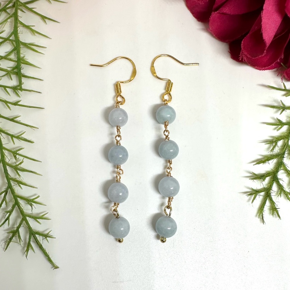 NEW⚜️Raw Aquamarine Beaded Earrings